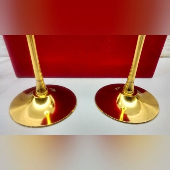 Vintage Champagne Flutes Glasses Brass Silver Plate  From Calcutta India - Picture 10 of 16